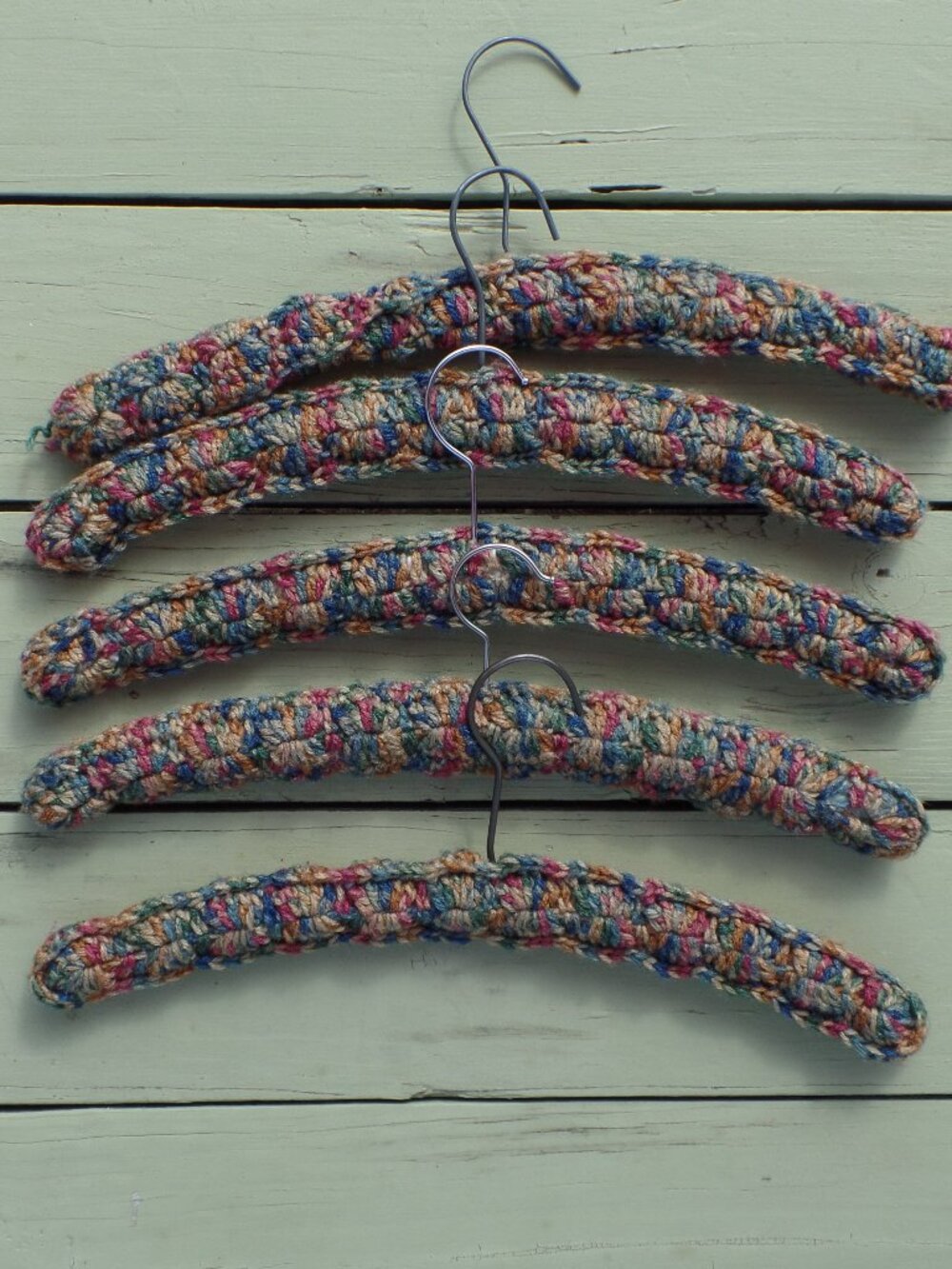 Vintage Hand Crocheted Hangers SET of 5 MULTI
